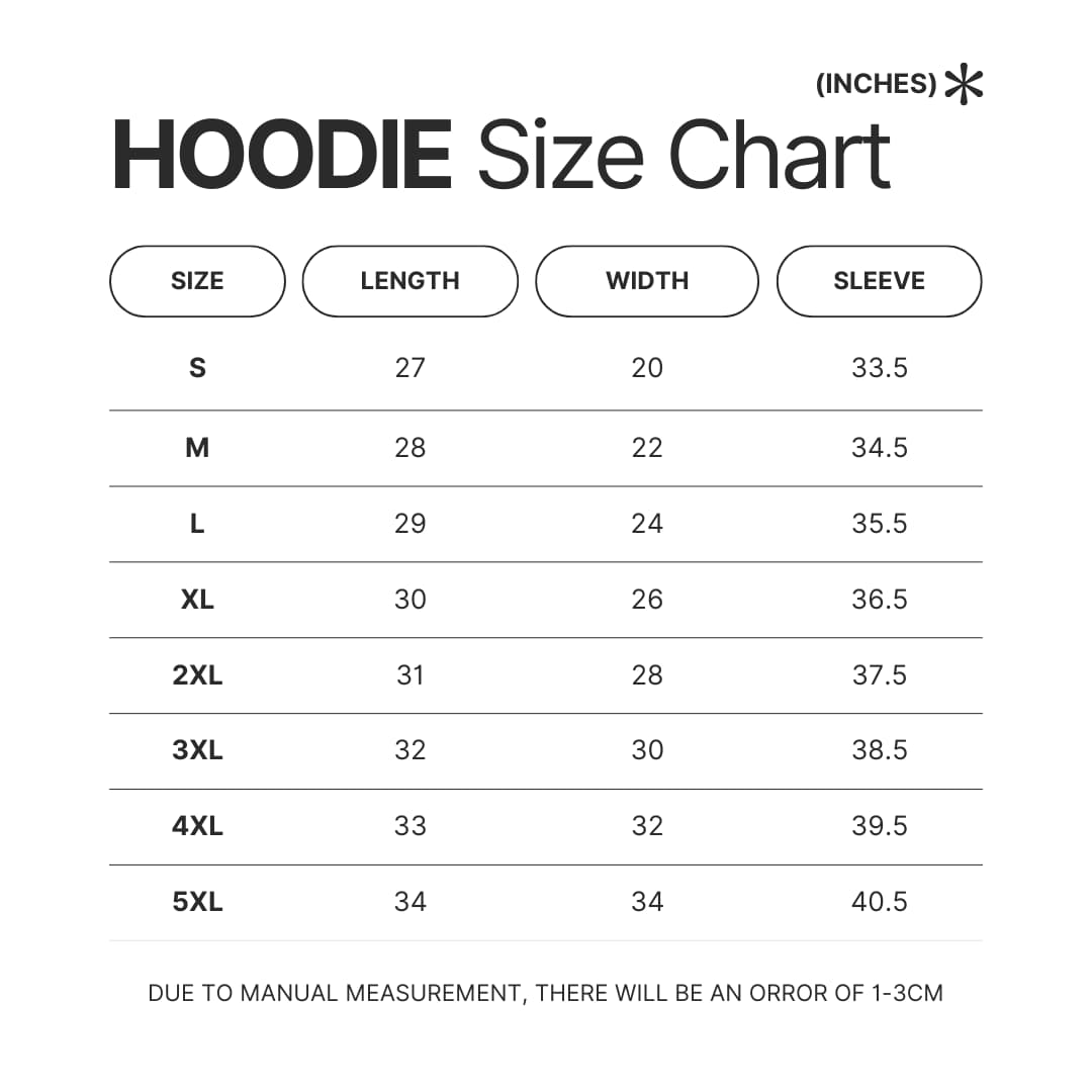 Hoodie Size Chart - Persona 5 Store