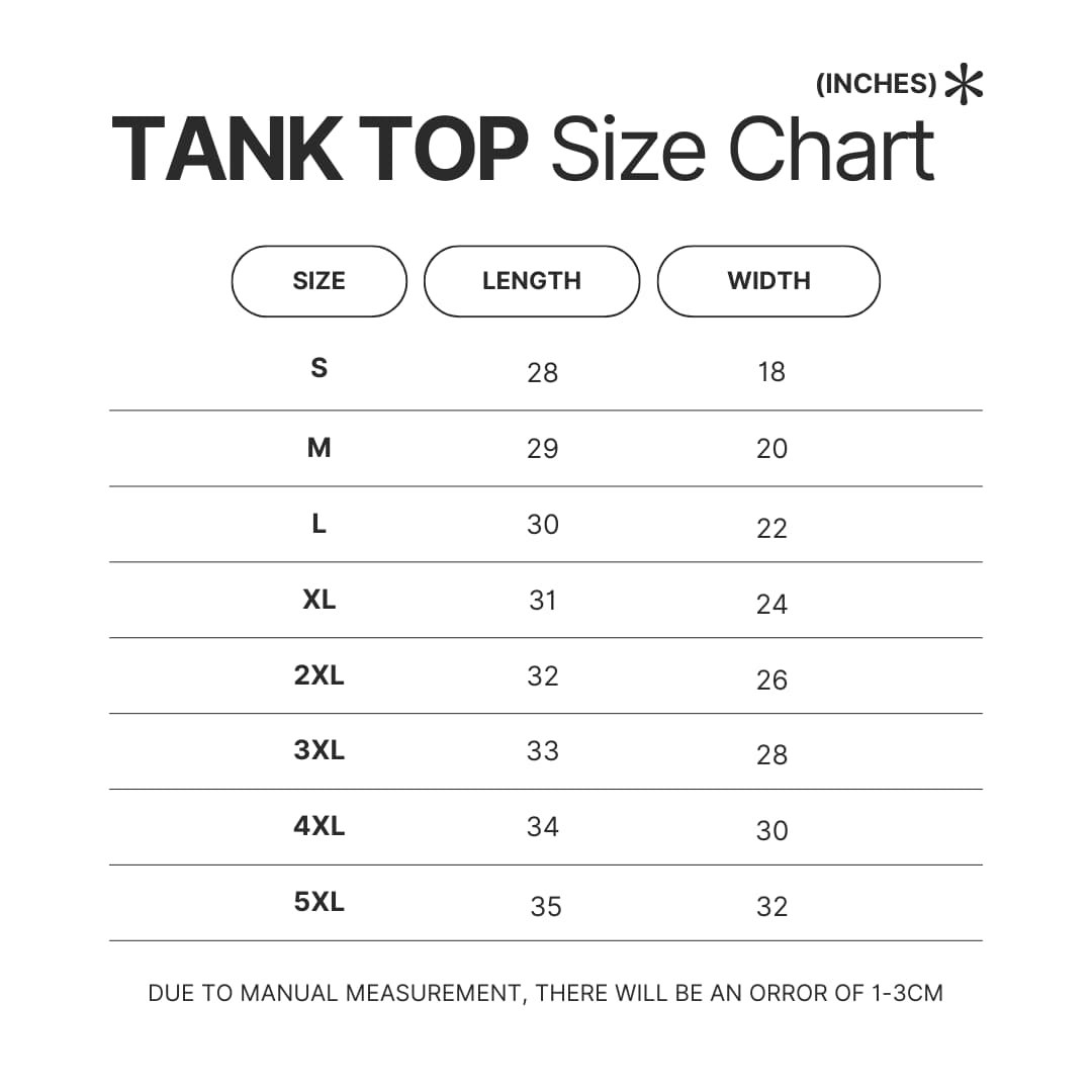 Tank Top Size Chart - Persona 5 Store