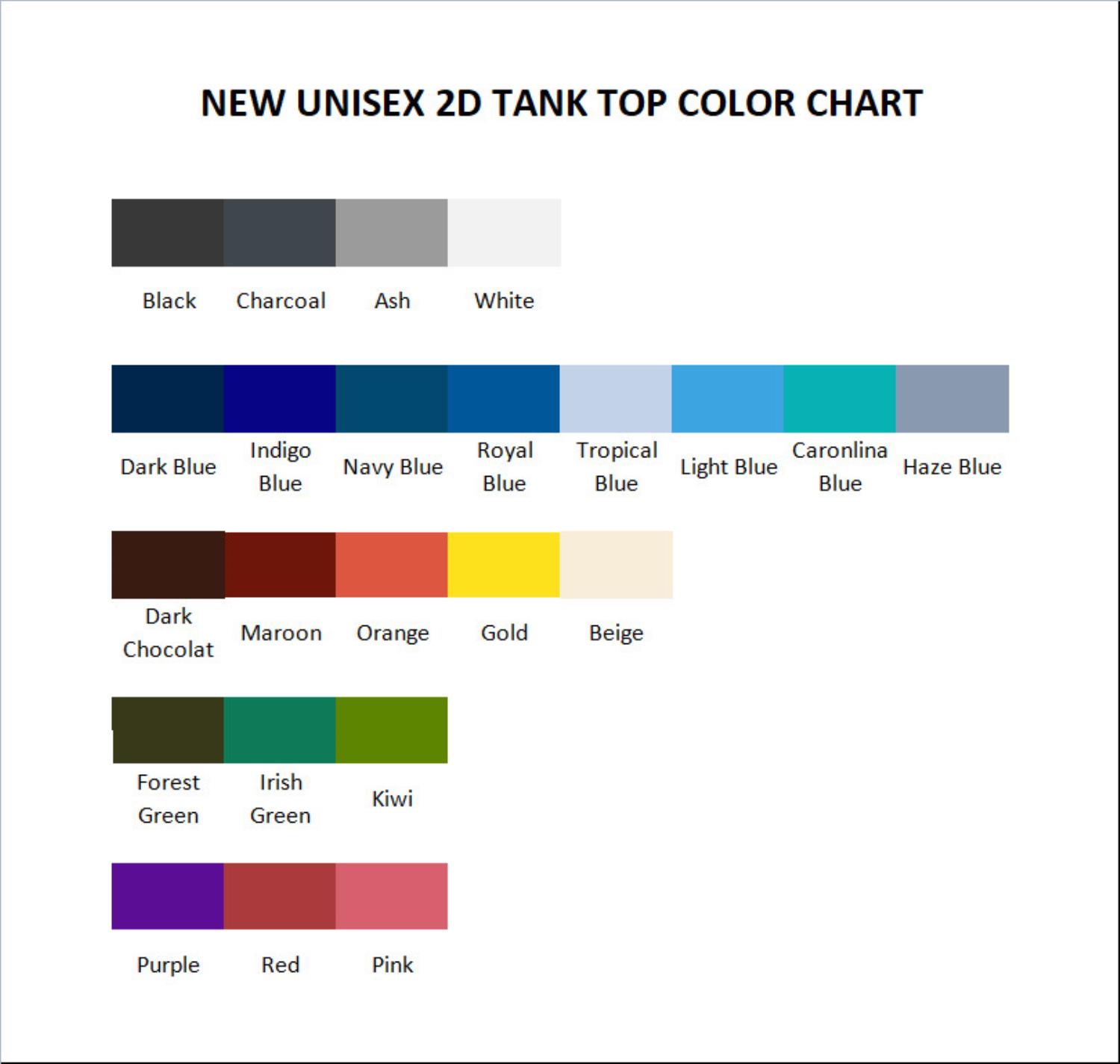 tank top color chart - Persona 5 Store